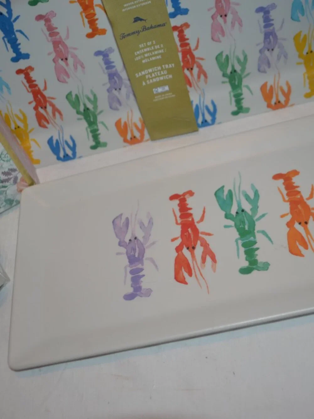 Tommy Bahama Serving Set Trays and Napkins New with Tags Lobster or Crawfish